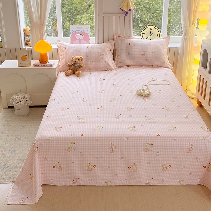 91家纺网 家纺一手货源 找家纺 金丝兔 2026新款纯棉印花四件套系列 甜梦精灵-粉