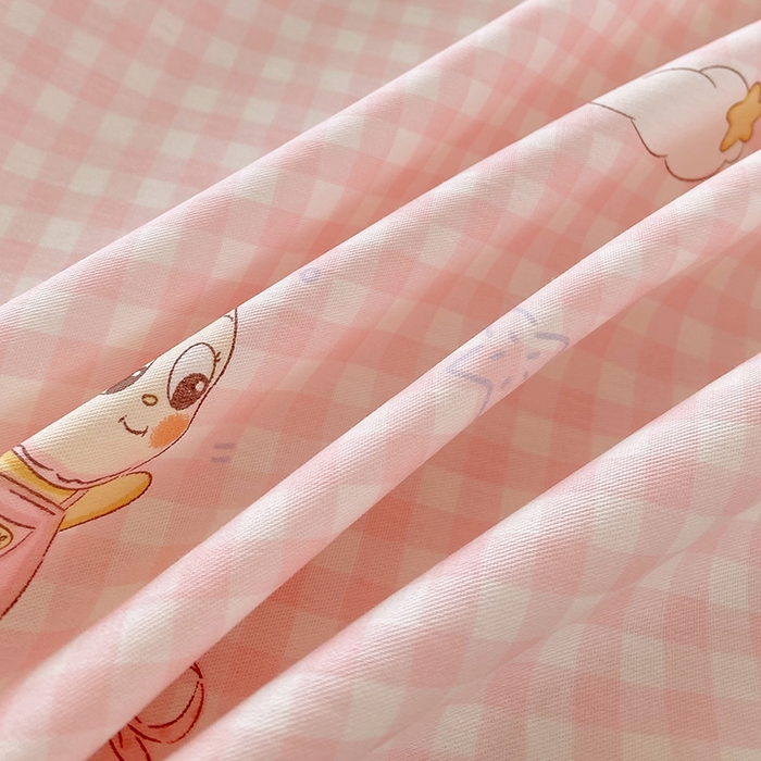 91家纺网 家纺一手货源 找家纺 金丝兔 2026新款纯棉印花四件套系列 甜梦精灵-粉