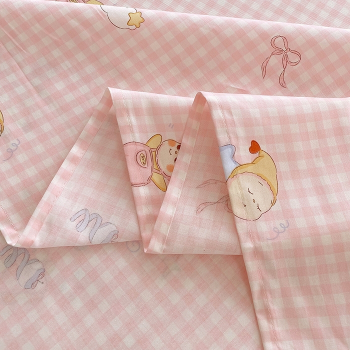 91家纺网 家纺一手货源 找家纺 金丝兔 2026新款纯棉印花四件套系列 甜梦精灵-粉