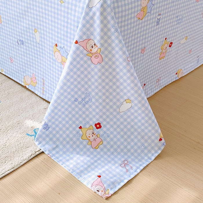 91家纺网 家纺一手货源 找家纺 金丝兔 2026新款纯棉印花四件套系列 甜梦精灵-蓝