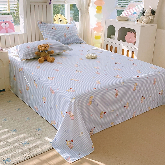 91家纺网 家纺一手货源 找家纺 金丝兔 2026新款纯棉印花四件套系列 甜梦精灵-蓝