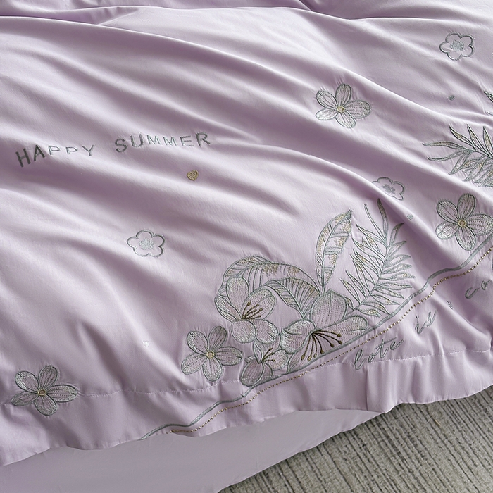 91家纺网 家纺一手货源 找家纺 桃园 新款纯棉全棉长绒棉刺绣绣花高端礼盒四件套-卡尔系列 卡尔 香芋紫