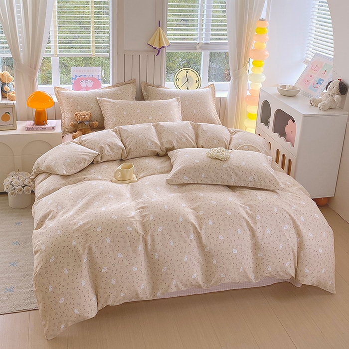 91家纺网 家纺一手货源 找家纺 金丝兔 2026新款纯棉印花四件套系列 仙妮兔