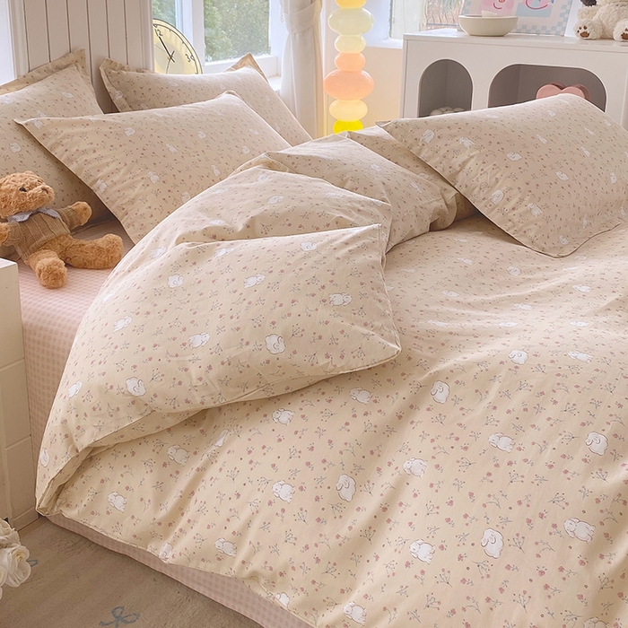 91家纺网 家纺一手货源 找家纺 金丝兔 2026新款纯棉印花四件套系列 仙妮兔