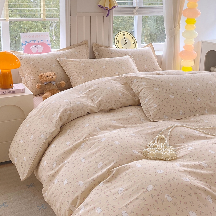 91家纺网 家纺一手货源 找家纺 金丝兔 2026新款纯棉印花四件套系列 仙妮兔