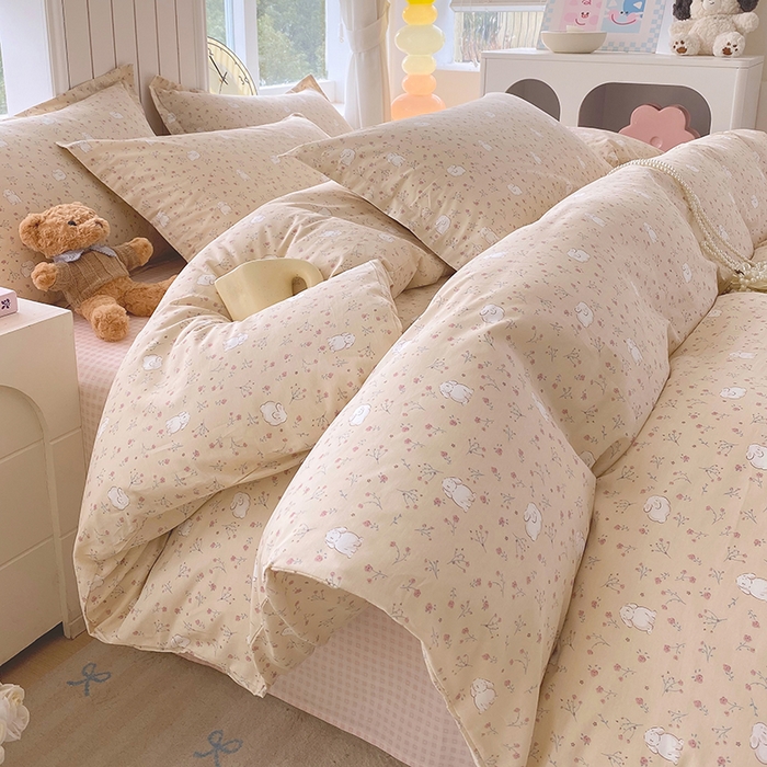 91家纺网 家纺一手货源 找家纺 金丝兔 2026新款纯棉印花四件套系列 仙妮兔