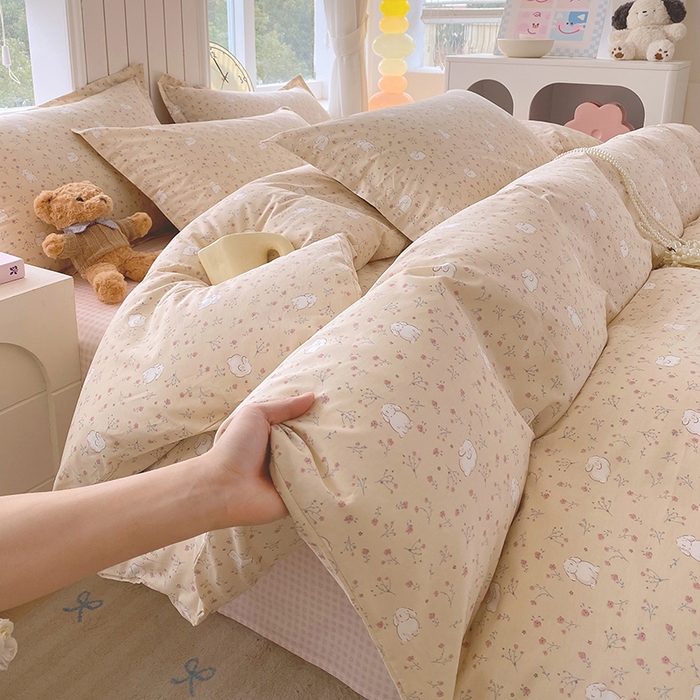 91家纺网 家纺一手货源 找家纺 金丝兔 2026新款纯棉印花四件套系列 仙妮兔