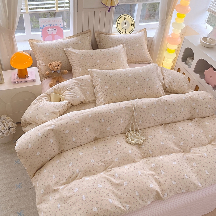 91家纺网 家纺一手货源 找家纺 金丝兔 2026新款纯棉印花四件套系列 仙妮兔