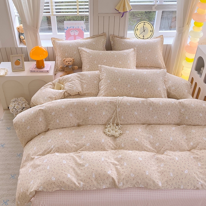 91家纺网 家纺一手货源 找家纺 金丝兔 2026新款纯棉印花四件套系列 仙妮兔