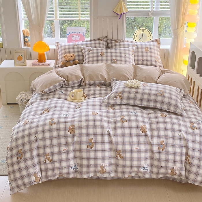 91家纺网 家纺一手货源 找家纺 金丝兔 2026新款纯棉印花四件套系列 星点漫语