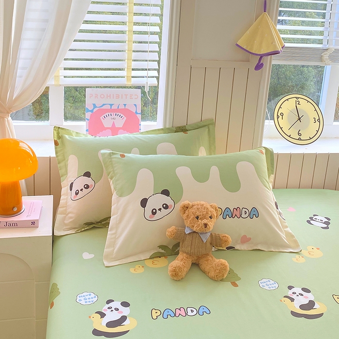 91家纺网 家纺一手货源 找家纺 金丝兔 2026新款纯棉印花四件套系列 熊猫鸭鸭