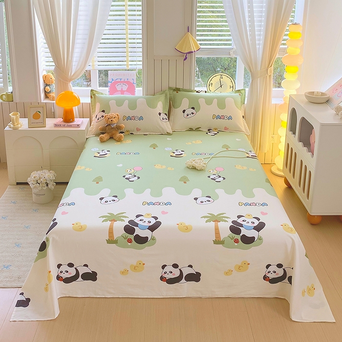 91家纺网 家纺一手货源 找家纺 金丝兔 2026新款纯棉印花四件套系列 熊猫鸭鸭