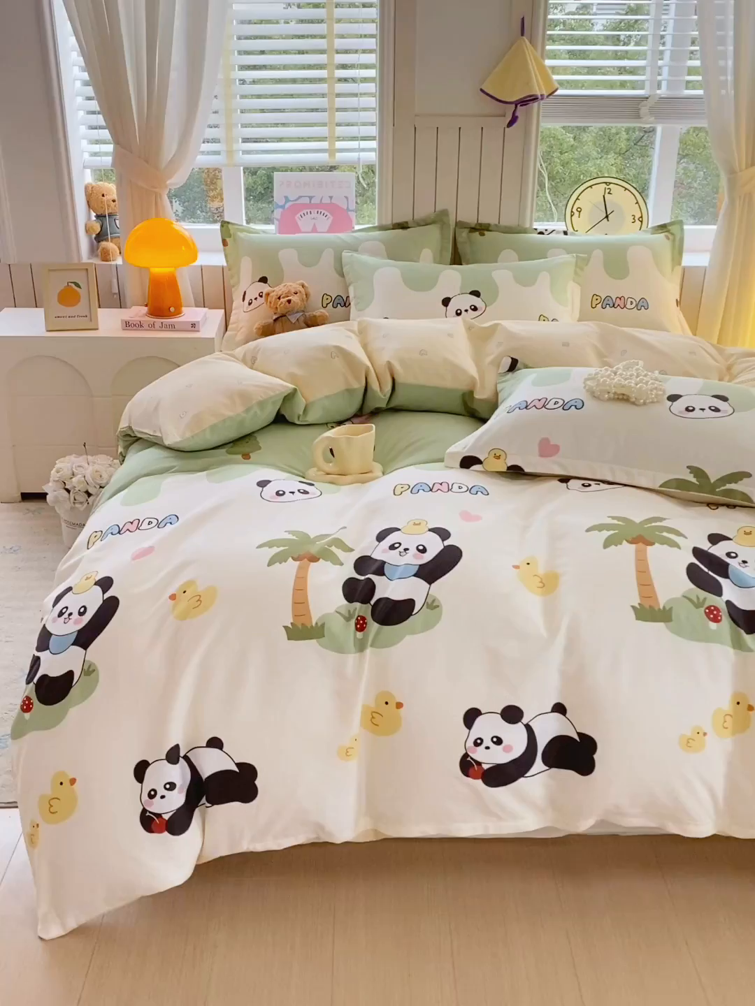 91家纺网 家纺一手货源 找家纺 金丝兔 2026新款纯棉印花四件套系列 熊猫鸭鸭