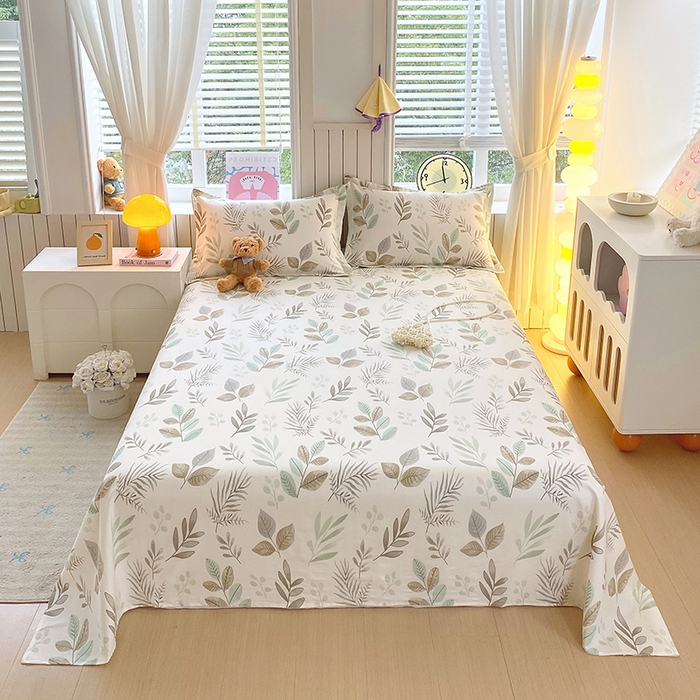 91家纺网 家纺一手货源 找家纺 金丝兔 2026新款纯棉印花四件套系列 叶语-绿