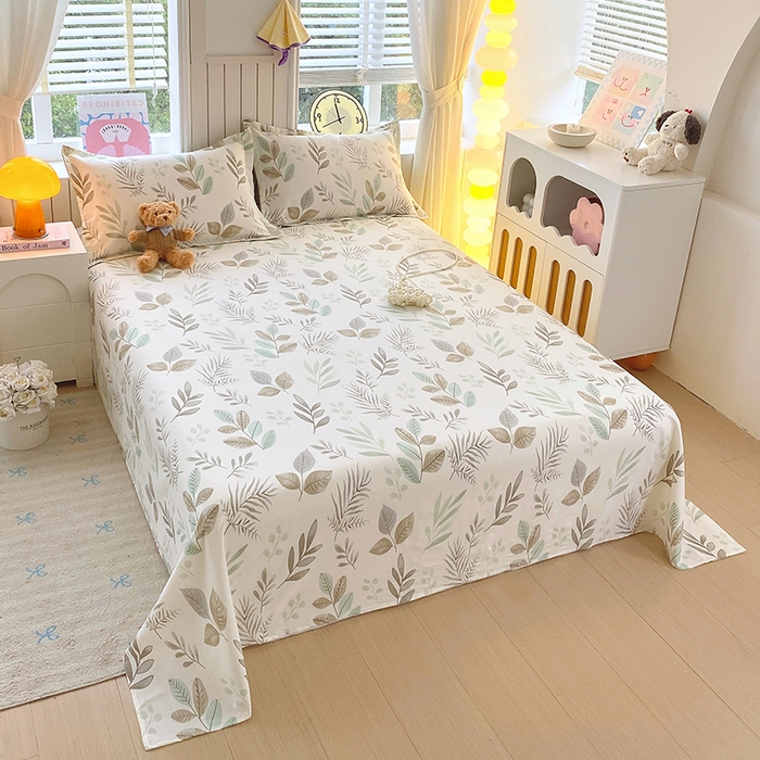 91家纺网 家纺一手货源 找家纺 金丝兔 2026新款纯棉印花四件套系列 叶语-绿