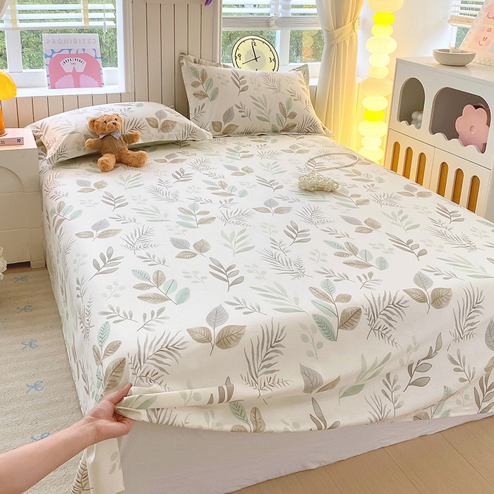 91家纺网 家纺一手货源 找家纺 金丝兔 2026新款纯棉印花四件套系列 叶语-绿