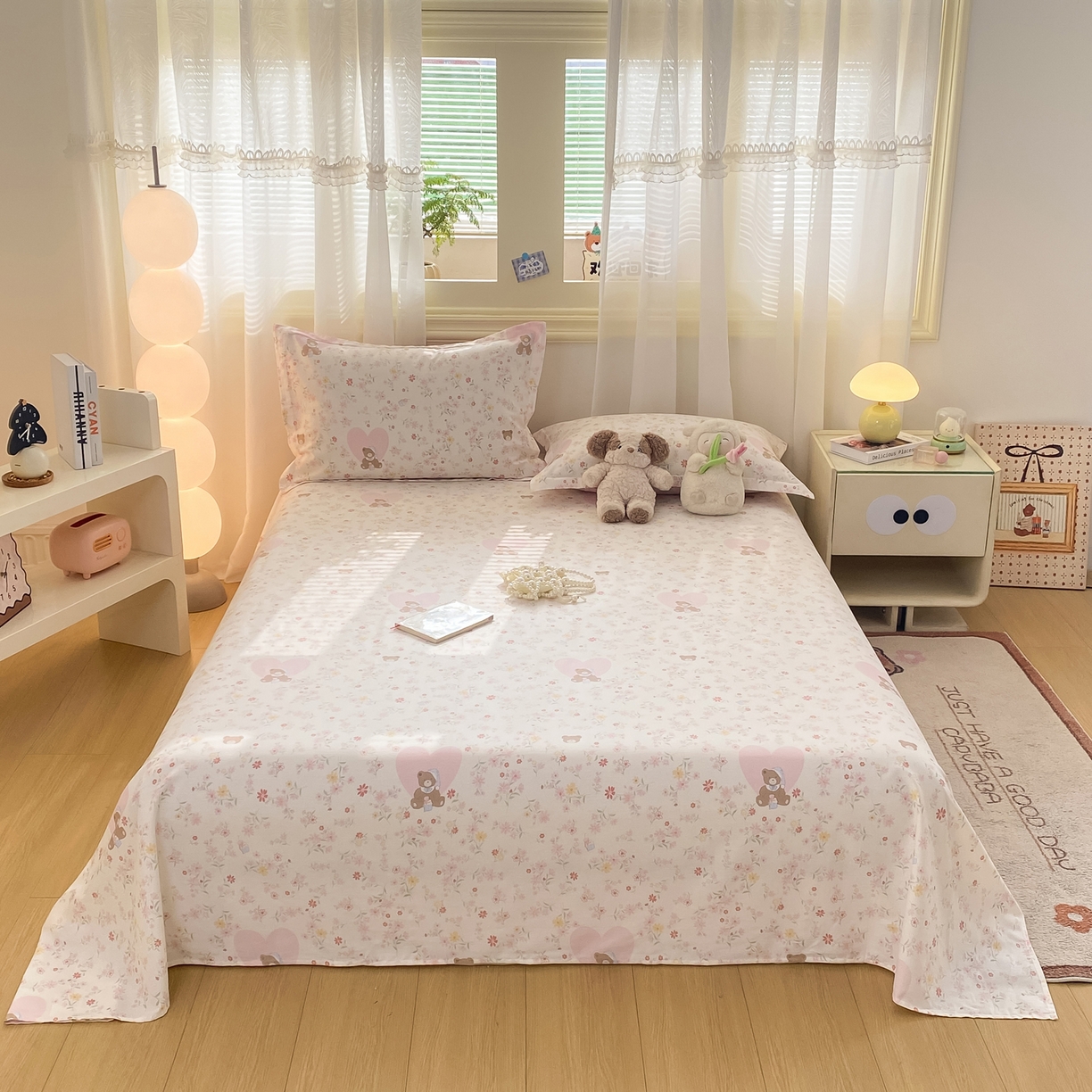 91家纺网 家纺一手货源 找家纺 花梦欣 2026新款全棉印花单品系列-单床单 旧书折痕粉