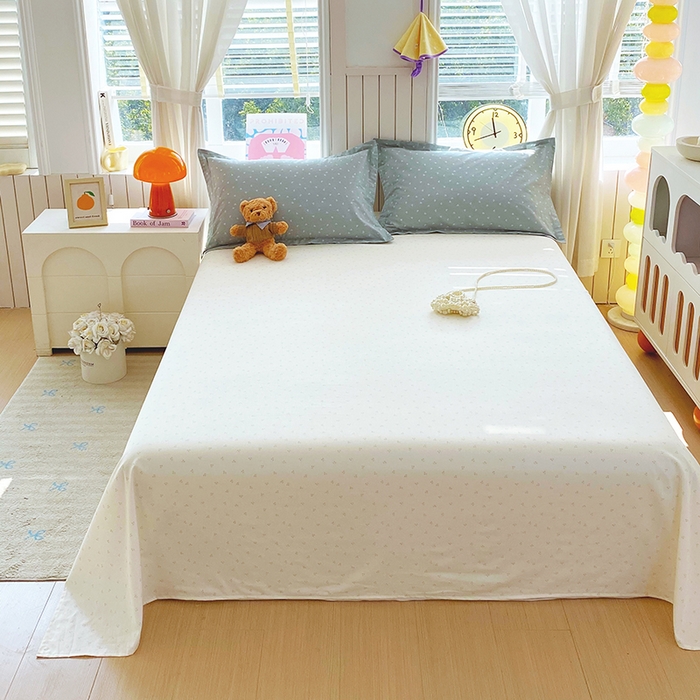 91家纺网 家纺一手货源 找家纺 金丝兔 2026新款纯棉印花四件套系列 樱桃-蓝