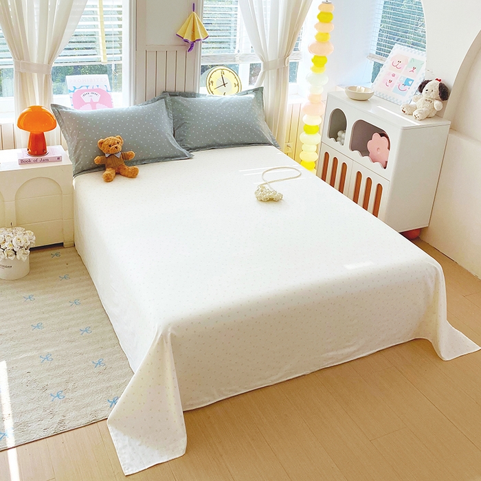 91家纺网 家纺一手货源 找家纺 金丝兔 2026新款纯棉印花四件套系列 樱桃-蓝