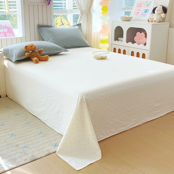 91家纺网 家纺一手货源 找家纺 金丝兔 2026新款纯棉印花四件套系列 樱桃-蓝