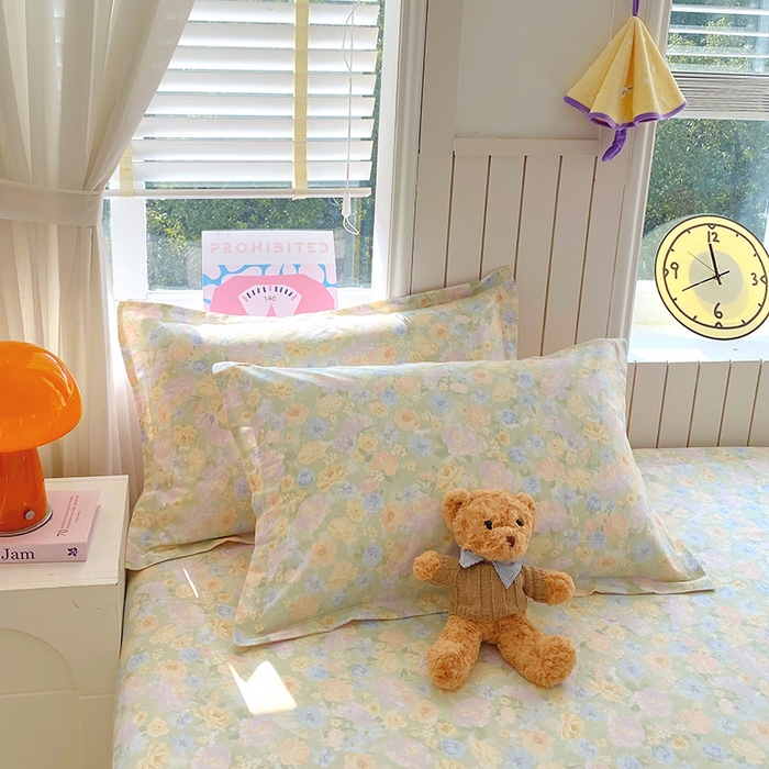 91家纺网 家纺一手货源 找家纺 金丝兔 2026新款纯棉印花四件套系列 栀子花语