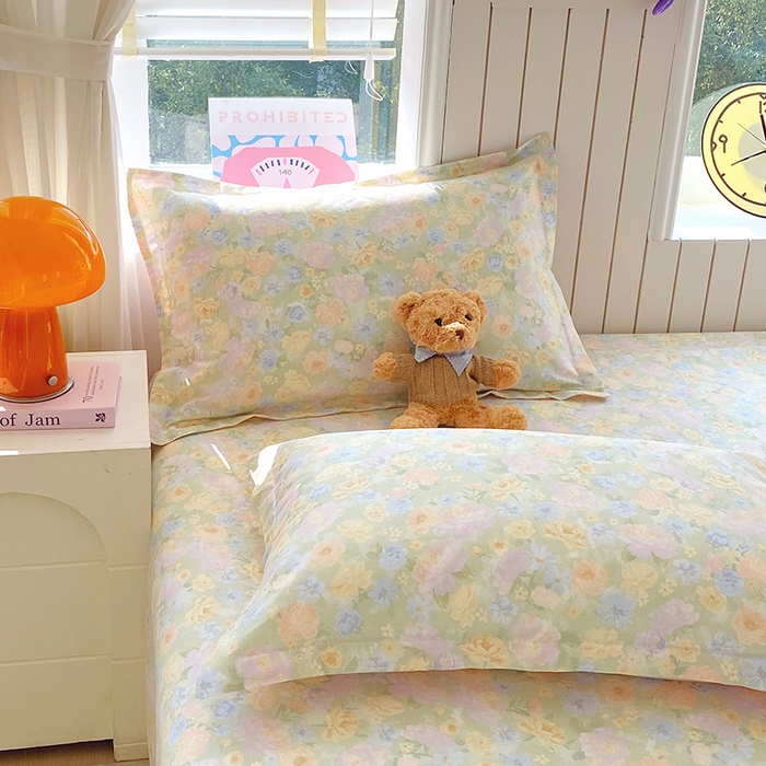 91家纺网 家纺一手货源 找家纺 金丝兔 2026新款纯棉印花四件套系列 栀子花语