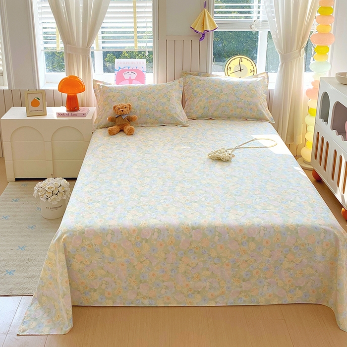 91家纺网 家纺一手货源 找家纺 金丝兔 2026新款纯棉印花四件套系列 栀子花语