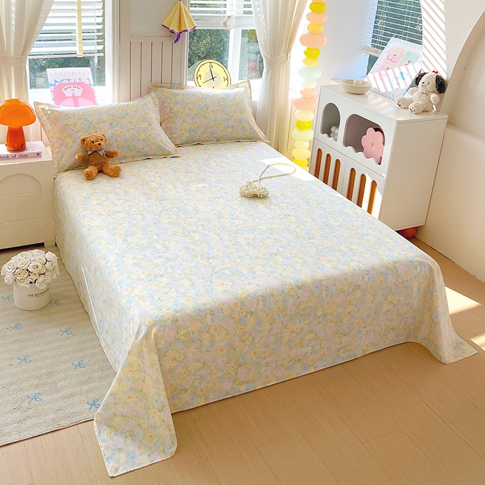 91家纺网 家纺一手货源 找家纺 金丝兔 2026新款纯棉印花四件套系列 栀子花语