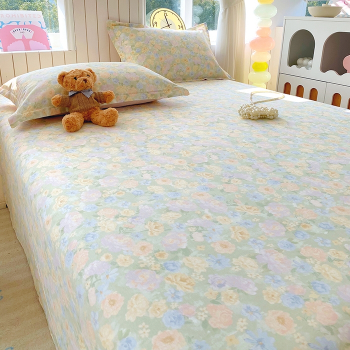 91家纺网 家纺一手货源 找家纺 金丝兔 2026新款纯棉印花四件套系列 栀子花语