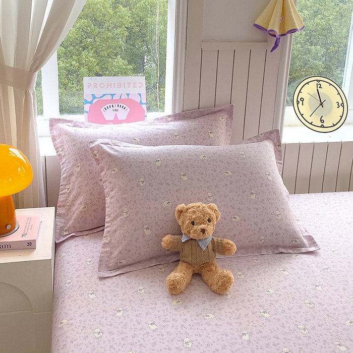 91家纺网 家纺一手货源 找家纺 金丝兔 2026新款纯棉印花四件套系列 紫苏