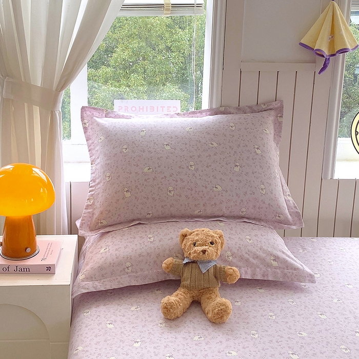 91家纺网 家纺一手货源 找家纺 金丝兔 2026新款纯棉印花四件套系列 紫苏