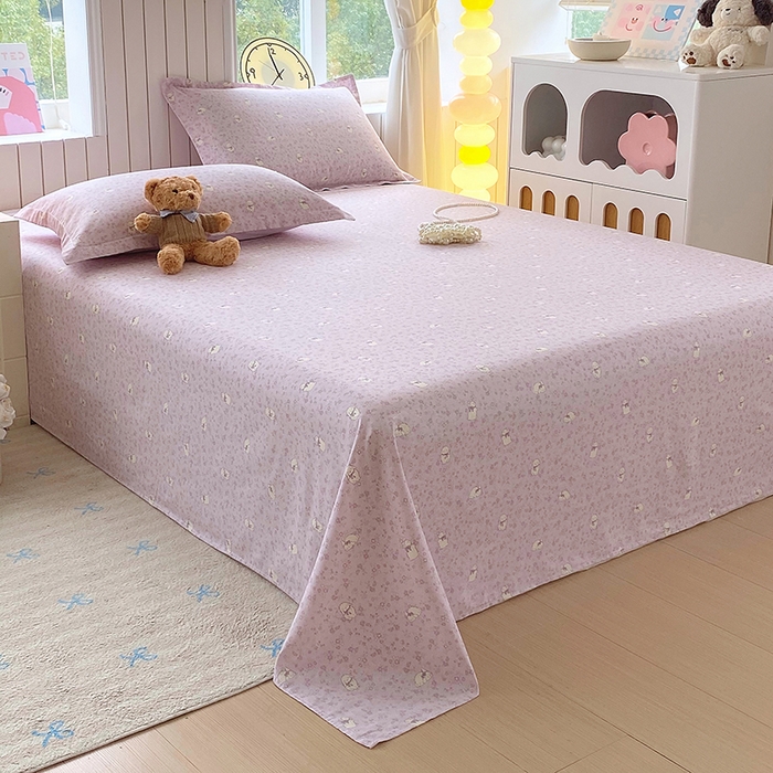 91家纺网 家纺一手货源 找家纺 金丝兔 2026新款纯棉印花四件套系列 紫苏