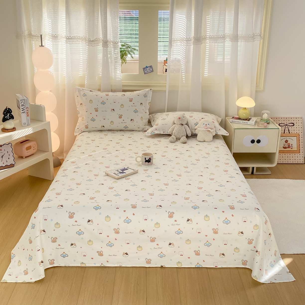 91家纺网 家纺一手货源 找家纺 花梦欣 2026新款全棉印花单品系列-单床单 萌宠国度