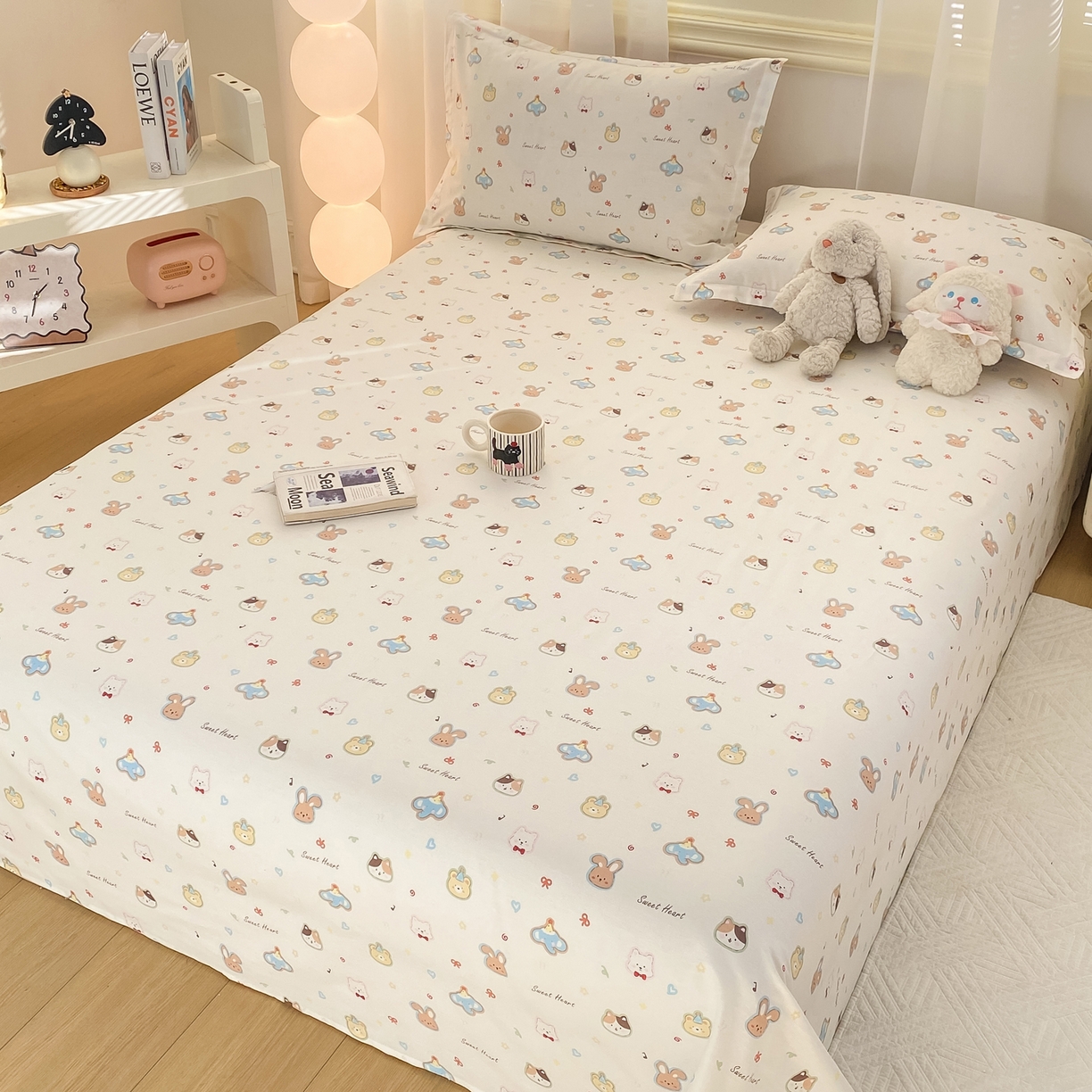 91家纺网 家纺一手货源 找家纺 花梦欣 2026新款全棉印花单品系列-单床单 萌宠国度