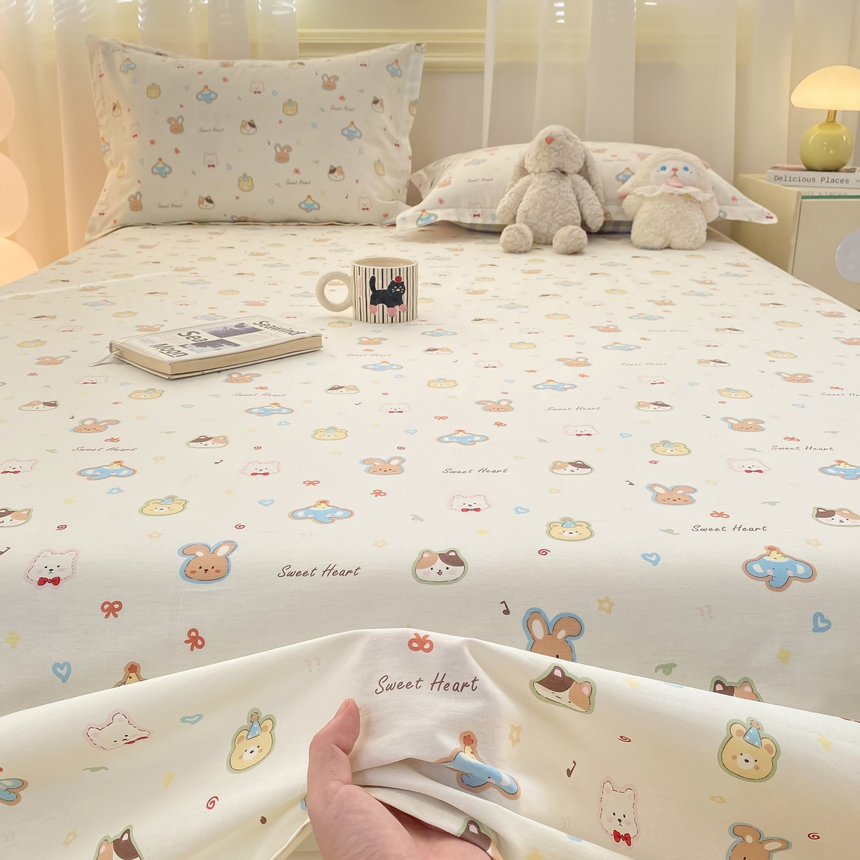 91家纺网 家纺一手货源 找家纺 花梦欣 2026新款全棉印花单品系列-单床单 萌宠国度