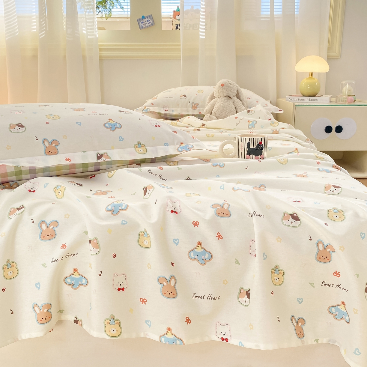 91家纺网 家纺一手货源 找家纺 花梦欣 2026新款全棉印花单品系列-单床单 萌宠国度