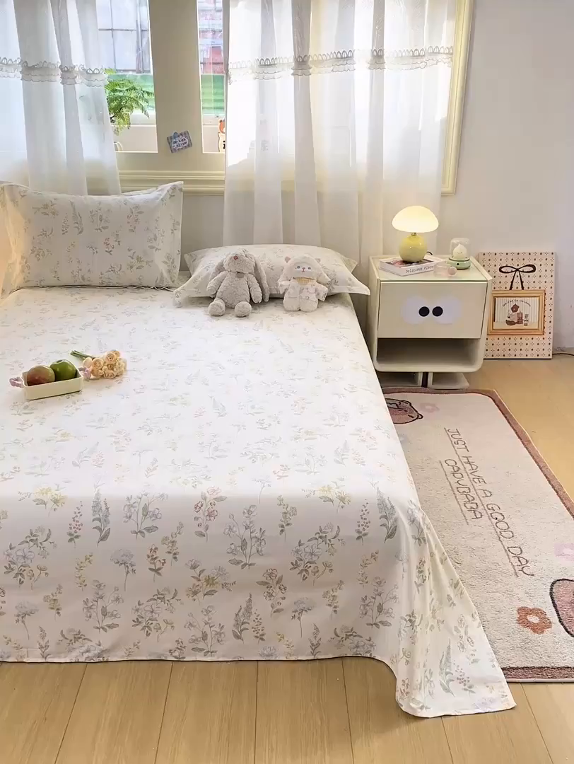 91家纺网 家纺一手货源 找家纺 花梦欣 2026新款全棉印花单品系列-单床单 暖樱之舞