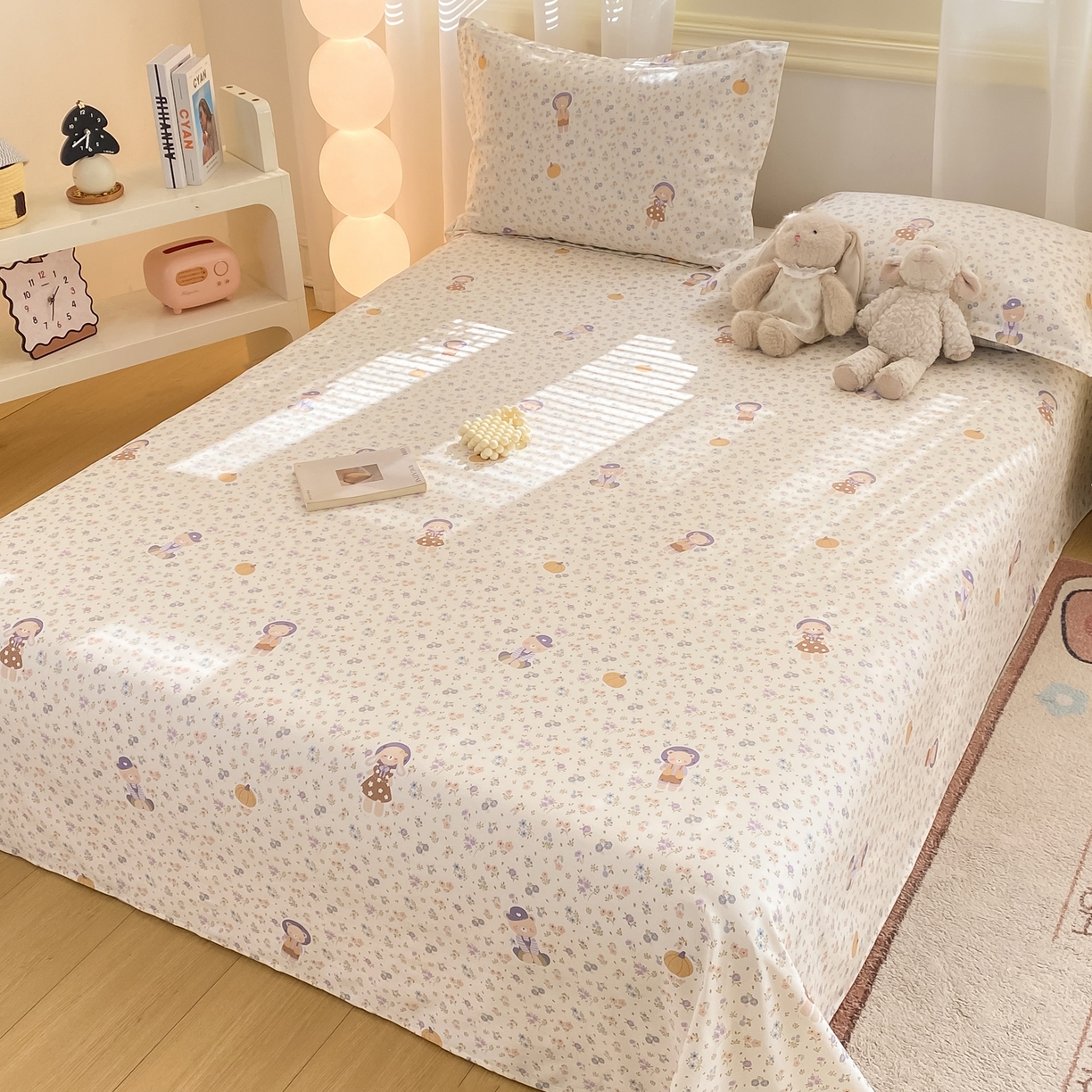 91家纺网 家纺一手货源 找家纺 花梦欣 2026新款全棉印花单品系列-单床单 碎花兔熊