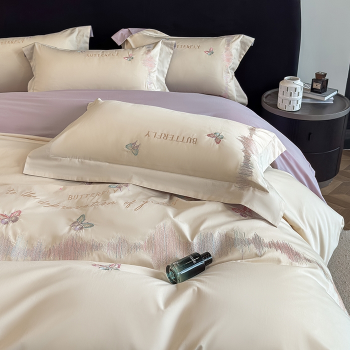 91家纺网 家纺一手货源 找家纺 （总）桃园 新款纯棉全棉长绒棉刺绣绣花高端礼盒四件套-漫舞