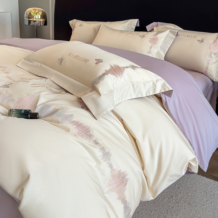 91家纺网 家纺一手货源 找家纺 （总）桃园 新款纯棉全棉长绒棉刺绣绣花高端礼盒四件套-漫舞