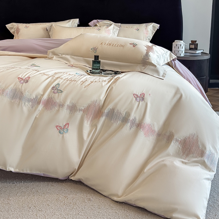 91家纺网 家纺一手货源 找家纺 （总）桃园 新款纯棉全棉长绒棉刺绣绣花高端礼盒四件套-漫舞