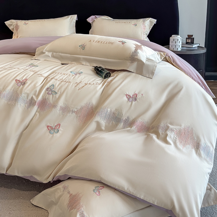 91家纺网 家纺一手货源 找家纺 （总）桃园 新款纯棉全棉长绒棉刺绣绣花高端礼盒四件套-漫舞