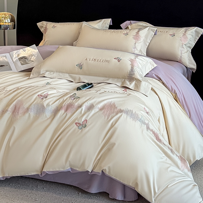 91家纺网 家纺一手货源 找家纺 （总）桃园 新款纯棉全棉长绒棉刺绣绣花高端礼盒四件套-漫舞