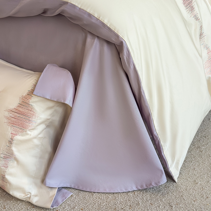 91家纺网 家纺一手货源 找家纺 桃园 新款纯棉全棉长绒棉刺绣绣花高端礼盒四件套-漫舞 漫舞-白紫