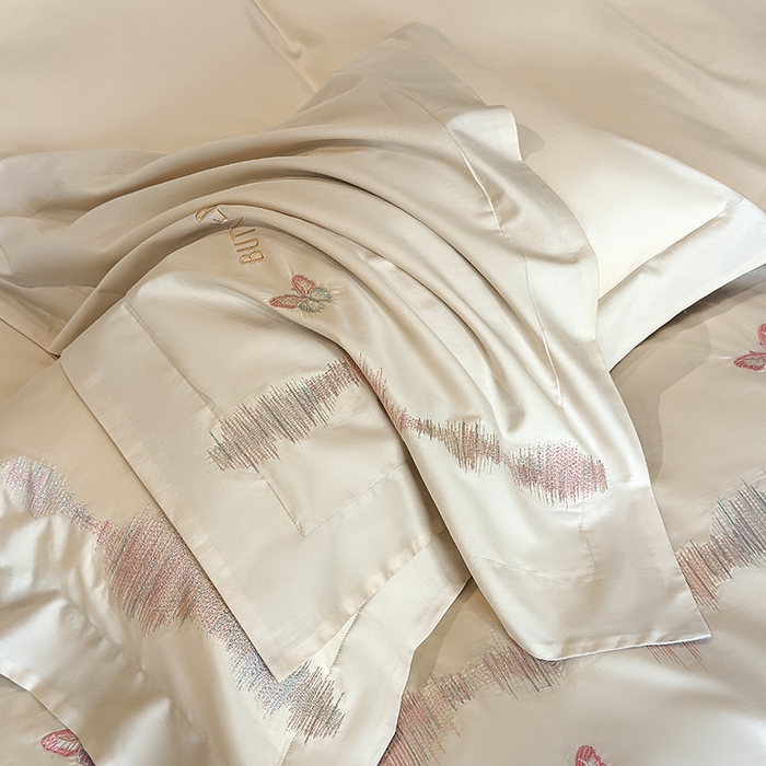 91家纺网 家纺一手货源 找家纺 桃园 新款纯棉全棉长绒棉刺绣绣花高端礼盒四件套-漫舞 漫舞-白紫