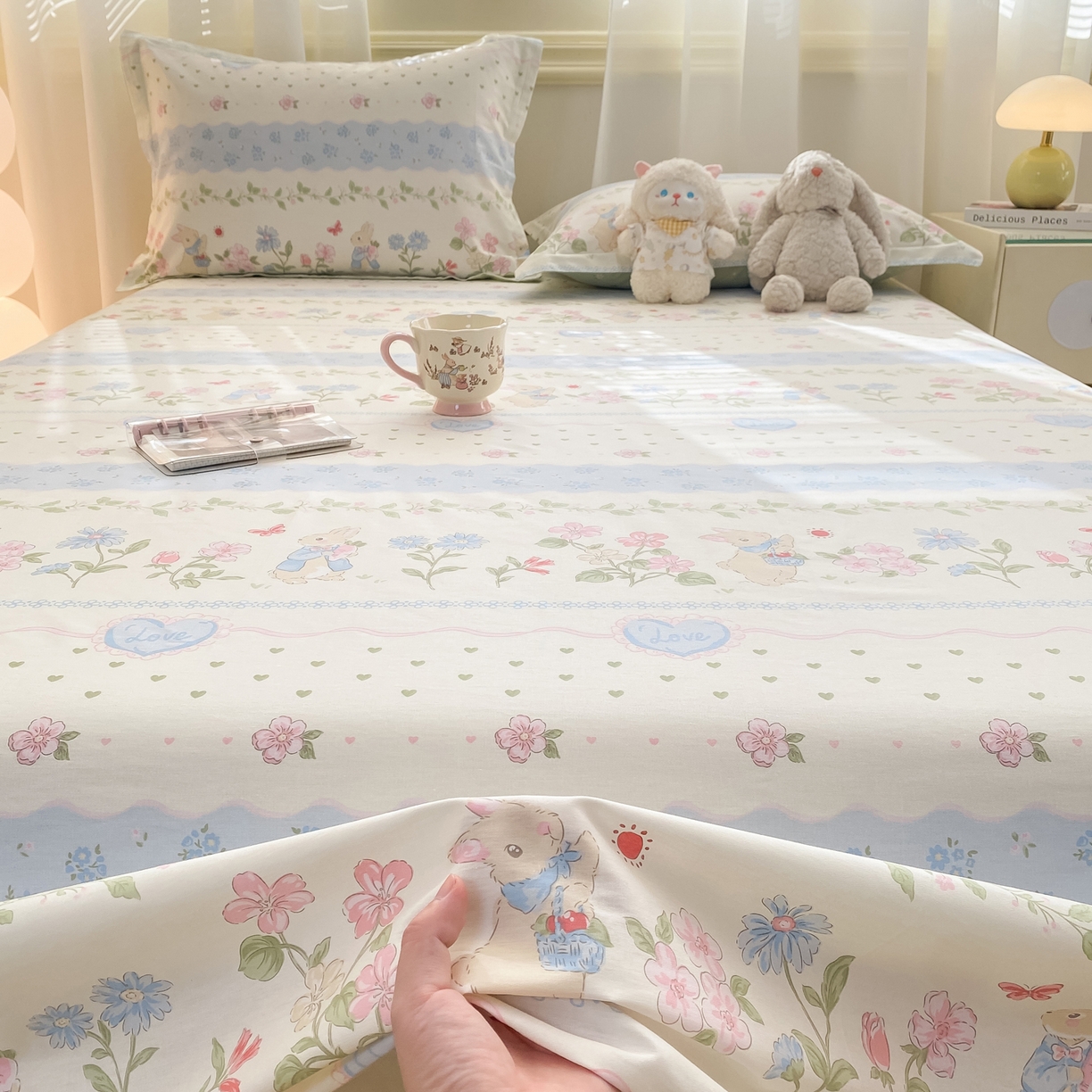 91家纺网 家纺一手货源 找家纺 花梦欣 2026新款全棉印花单品系列-单床单 兔兔乐园