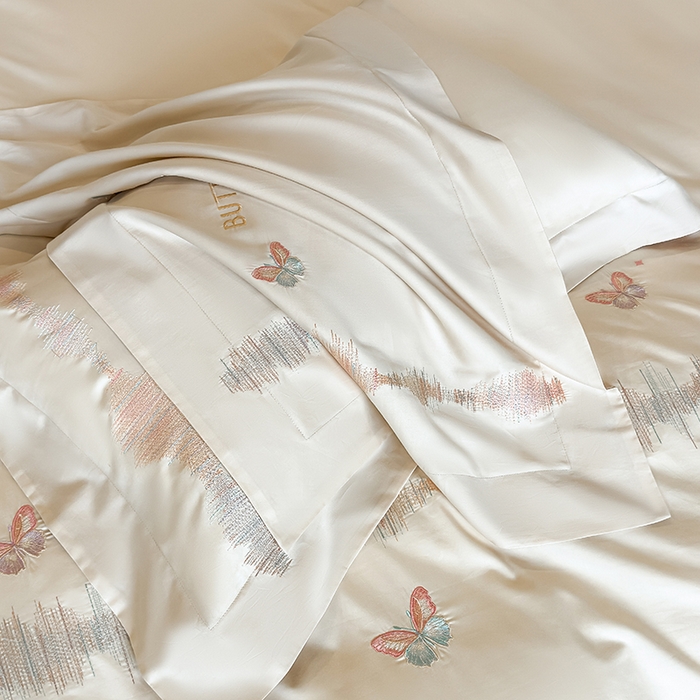 91家纺网 家纺一手货源 找家纺 桃园 新款纯棉全棉长绒棉刺绣绣花高端礼盒四件套-漫舞 漫舞-白粉