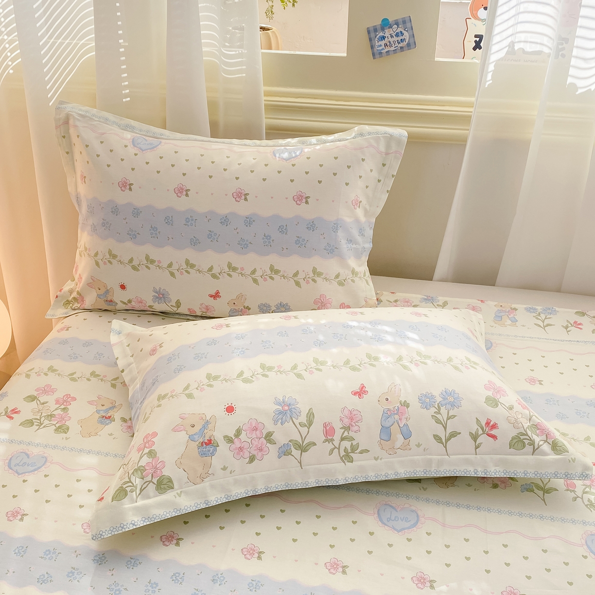 91家纺网 家纺一手货源 找家纺 花梦欣 2026新款全棉印花单品系列-单床单 兔兔乐园