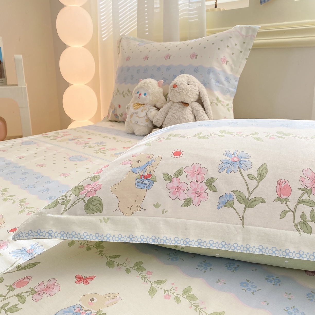 91家纺网 家纺一手货源 找家纺 花梦欣 2026新款全棉印花单品系列-单床单 兔兔乐园