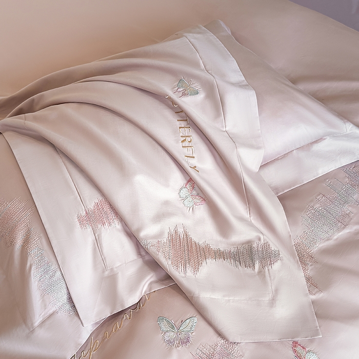 91家纺网 家纺一手货源 找家纺 桃园 新款纯棉全棉长绒棉刺绣绣花高端礼盒四件套-漫舞 漫舞-粉紫